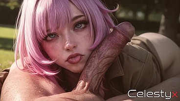 Elysia way too horny; she wanted a cock so badly that she agreed to go outside wearing nothing but a coat.[AI]