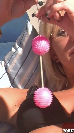 German kinky blonde milf is horny at casting and masturbates   Clip 2