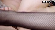 Tattooed Big-Tit MILF Fucked Doggy Style, Ass Spanked Red