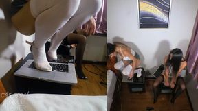 Goblin Goddess and Ashe Ellis Destroy 2 Laptops - Above and Side Views 4K