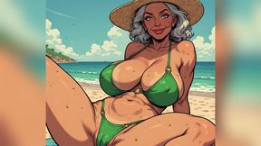 Beautiful Beach Women Comic Art