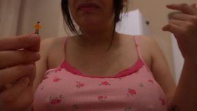 giantess apple bite destroys a tiny man s home