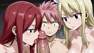 Lucy,Erza,and Natsu (FFM) FT (AI)