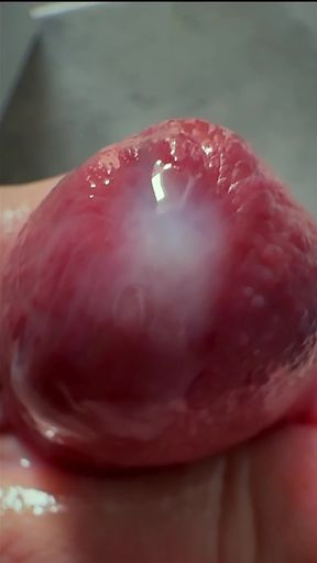 Macro Cum Shot. Ultra Close-up Ejaculation