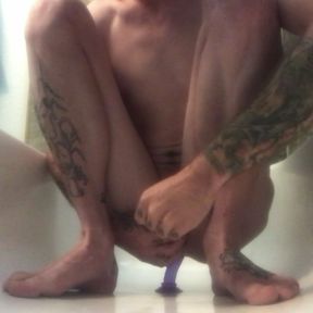 Riding Dildo - Pissing &amp; Cumming All Over