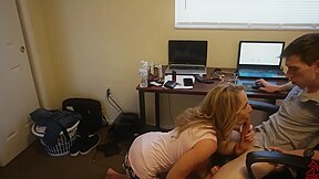Slutty Golden-haired Stepmother Id Like To Fuck With Large Breasts Is Having Sex With A Younger Stud, In His Bedroom