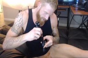 gay-for-pay Ginger guy Slapped On webcamera