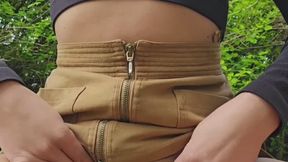 Outdoor masturbation and post orgasm pee