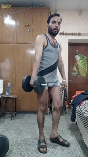 Indian Man Show Excercise in Underwear