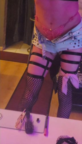 BarBieTchx Mini SHort String Jean'S, Full ResiLLes ROSes, Haut Talons Aiguilles. VaneSsaBiTCHx PariSChienne Trvprod91