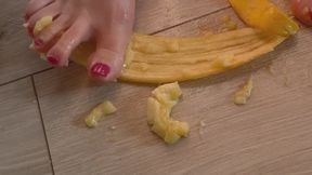 Elly’s Barefoot Glowing Legs Crushing Banana with Toes ASMR