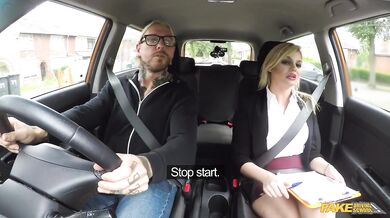 Sexy BLONDE MILF driving examiner needs dicking after a failed test - Fake Driving School