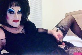 Heavy Makeup Sissy SlutDebra strokes herself for web fans