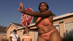 karmella kreme wears her black fishnets while taking black dick