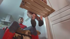 Ruslana Sits On A Swing And Massages Spiderman’s Dick - Fishnets And Black Half Ballet - Full