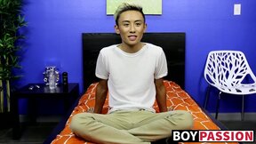 Adorable asian twink Ty Neiman splashing sexy cum on himself