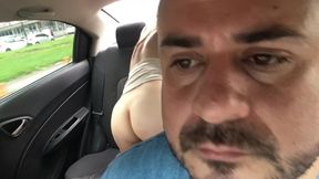 Nerdy Colombian girl squirts in the car while getting doggy style fucked