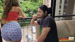 Hot Latina rides stepbrother's cock like a pro and takes his load inside