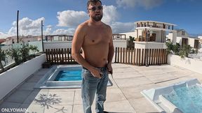 pee desperation in the hot tub