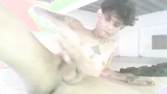 Filipino Twink Jerks Big Cock and Tastes His Cum