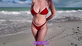 Busty Bitch Needs a Helping Hand on the Beach, Ends Up Begging for Dick