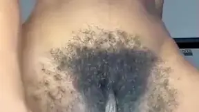 Young Hot With Gigantic Twat Bush Gets Creamy On The Vibrator Pt One