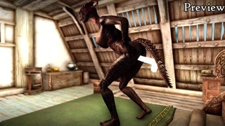 Female mage Argonian can't stop masturbating with a magic dildo.