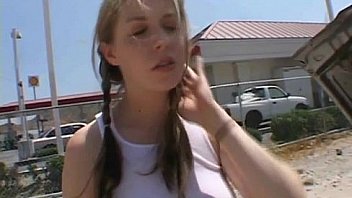 Cute teens take on a thrilling first gangbang in the backseat of a bangvan