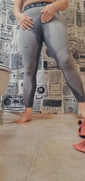 Horny and Desperately Wetting Gray Spandex