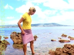 European Blonde Finger Fucked On Public Beach
