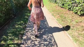 Pussy Flash - My Exhibitionist Wife Walks Naked in the Street Where Many People Pass - Caught