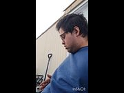 Smoking  a cigarette