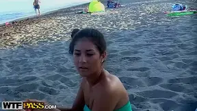Sexy public porn with a appealing dark brown