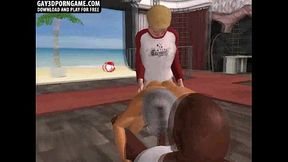 3D stud sucks cock while getting fucked hard anally