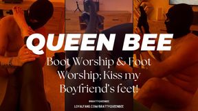 Worship my feet then kiss my Boyfriend’s feet!