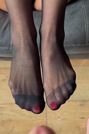 Foot Job &amp; Cum on Feet &amp; Nylon Compilation