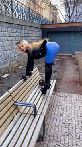 Walking in latex clothes in Prague