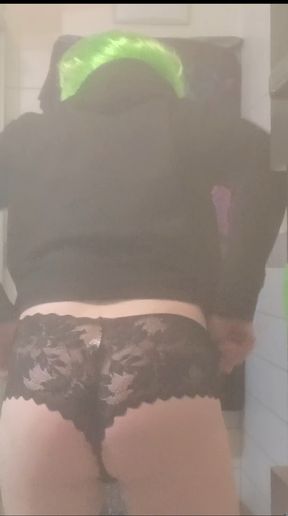 Sissy femboy whore does it herself in the bathroom