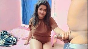 Indian desi girlfriend boyfriend doing hindi dirty talk while sucking fucking in doggy style