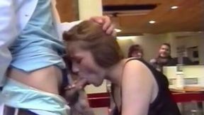 Two couples bang in the kitchen in homemade swinger video