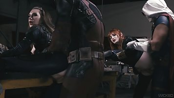 Ramon Nomar and Seth Gamble are about to fuck two smoking hot ladies in sexy costumes