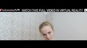 Solo brunette with big tits Lassie masturbates on the couch with a vibrator,in VR.