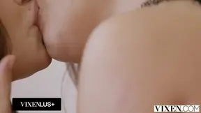 Vixen Hotties Eva and Keisha share a hard cock in a wild FFM threesome
