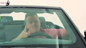 Pink-haired cheerleader with pierced bud sucks big cock in dirty car wash fantasy
