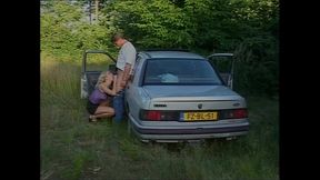 Busty MILF Gets Fucked on the Hood of the Car by a Big Cock That Cums in Her Mouth