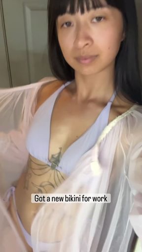 Wearing a new bikini at Club Foxy in Guam