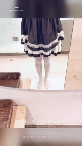 Crossdresser White Stocking and Maid