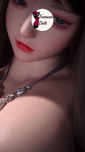 Hot Asian sex doll gets a doggystyle pounding while bouncing her big tits