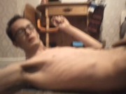 Very skinny twig masturbates and fingers his ass while wearing long socks