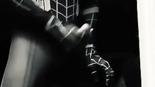Dark Spider-Man grind his gigantic white cock after Gwen Stacy leaves